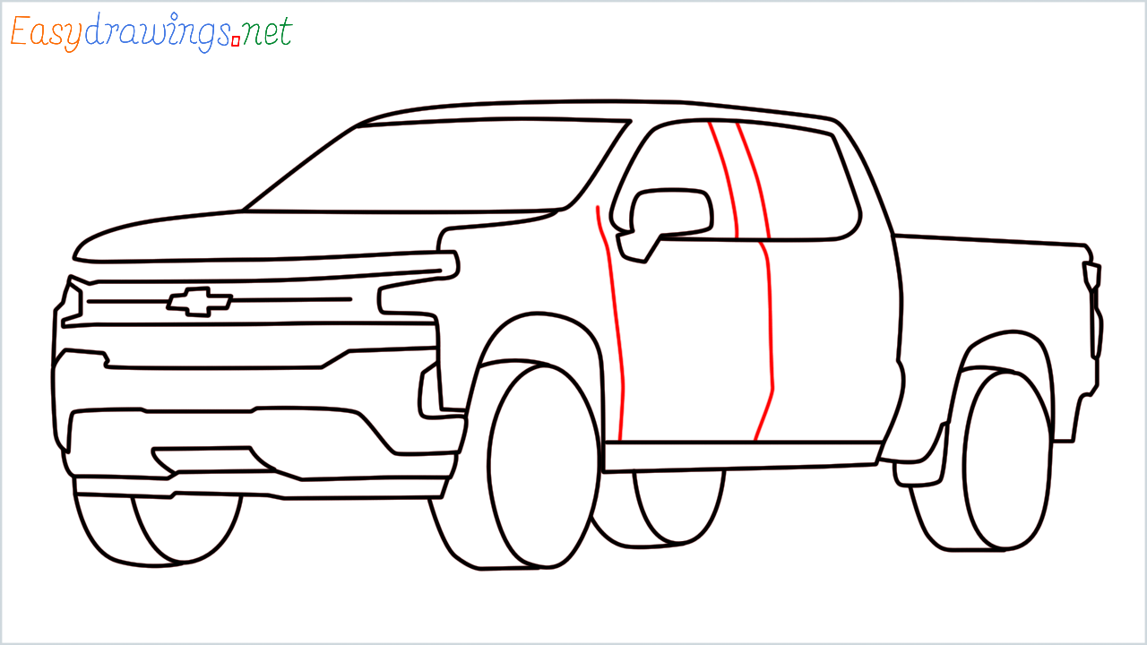 How to draw Chevrolet Silverado step (11)