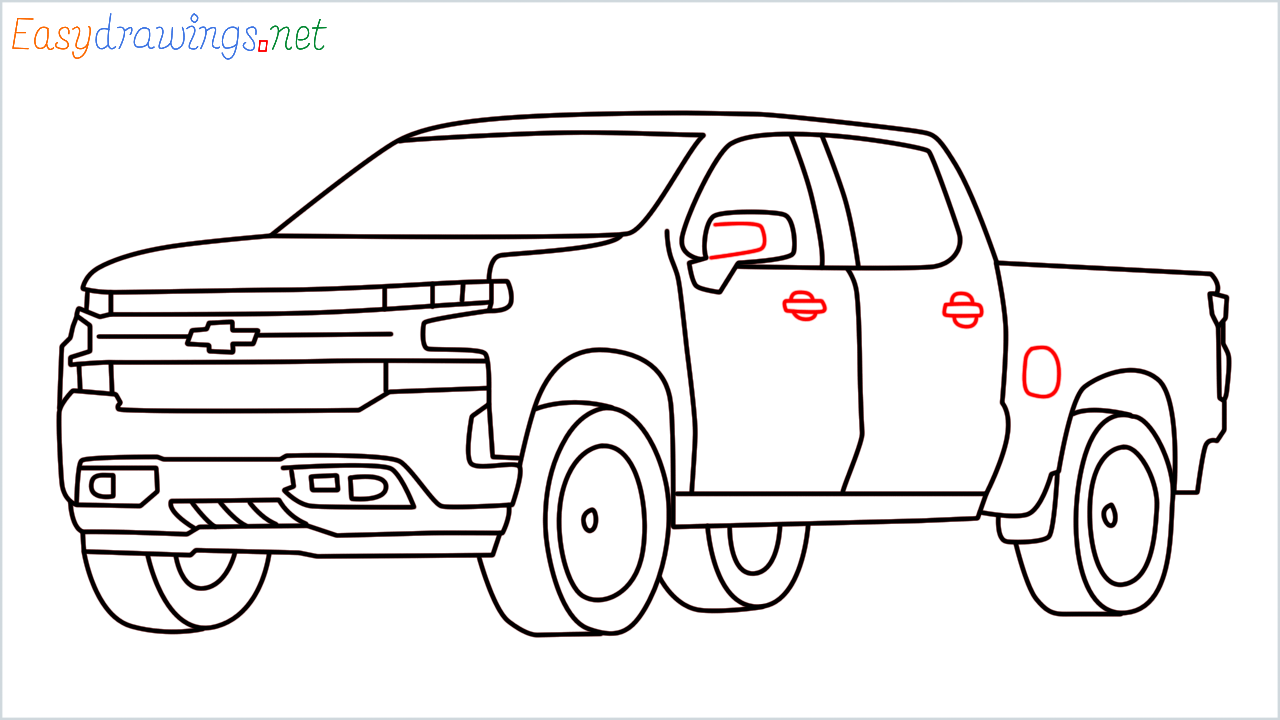 How to draw Chevrolet Silverado step (14)
