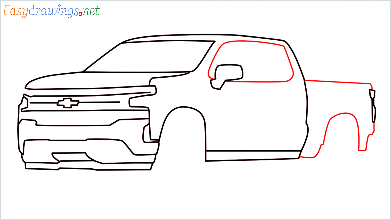 How to draw Chevrolet Silverado step (8)
