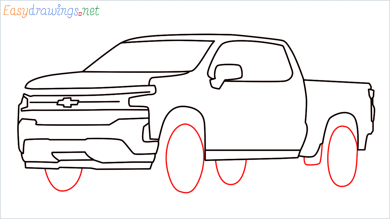 How to draw Chevrolet Silverado step (9)