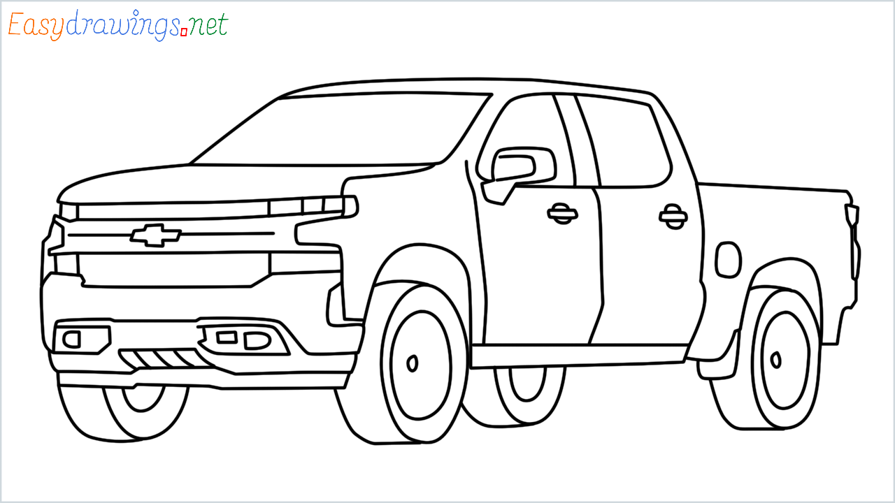 How to draw Chevrolet Silverado step by step for beginners