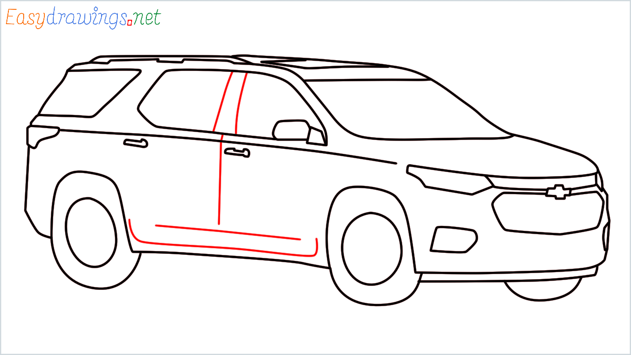 How to draw Chevrolet Traverse step (10)