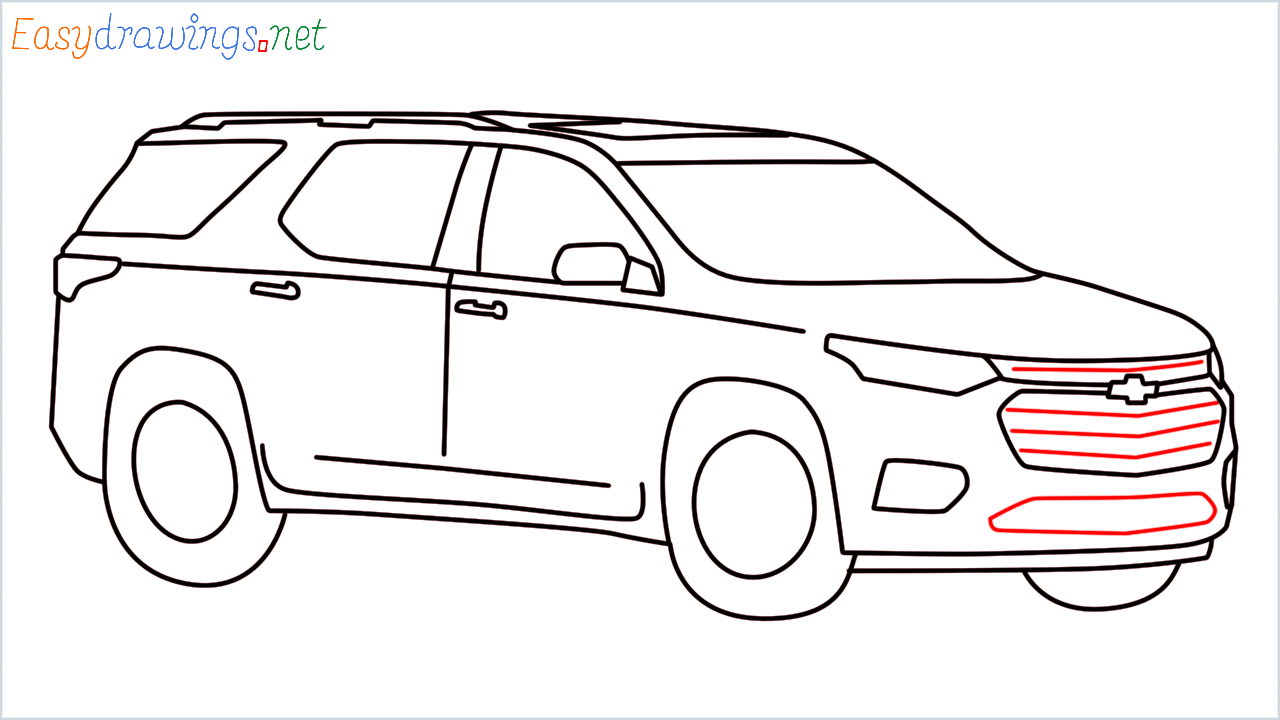 How to draw Chevrolet Traverse step (11)