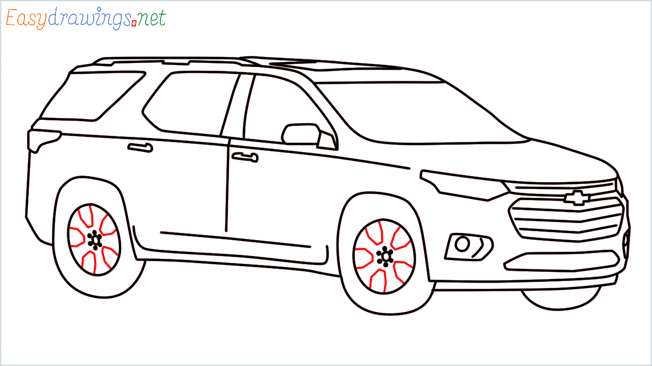How to draw Chevrolet Traverse step (13)