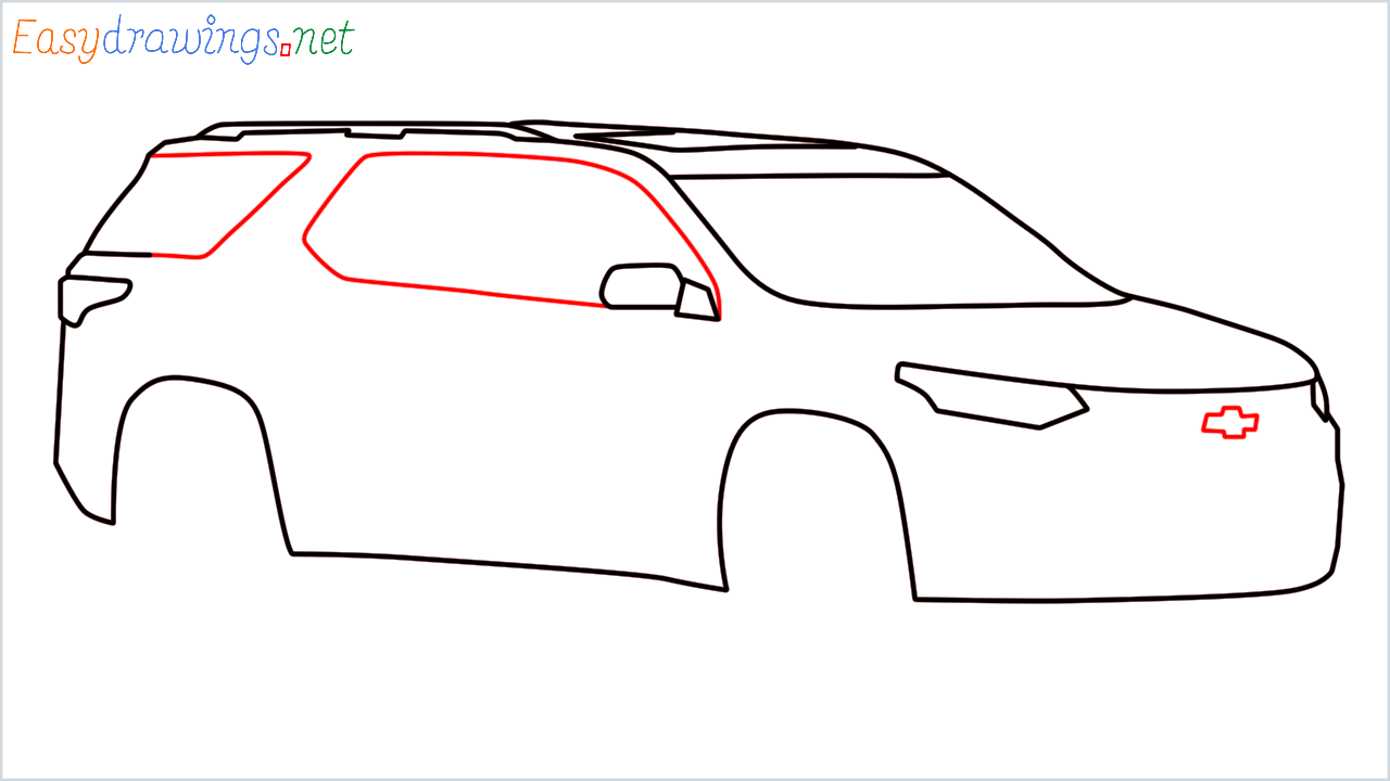 How to draw Chevrolet Traverse step (6)