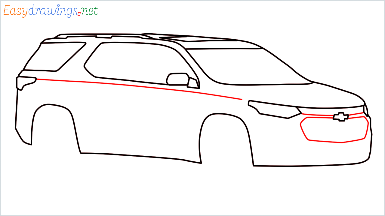 How to draw Chevrolet Traverse step (7)