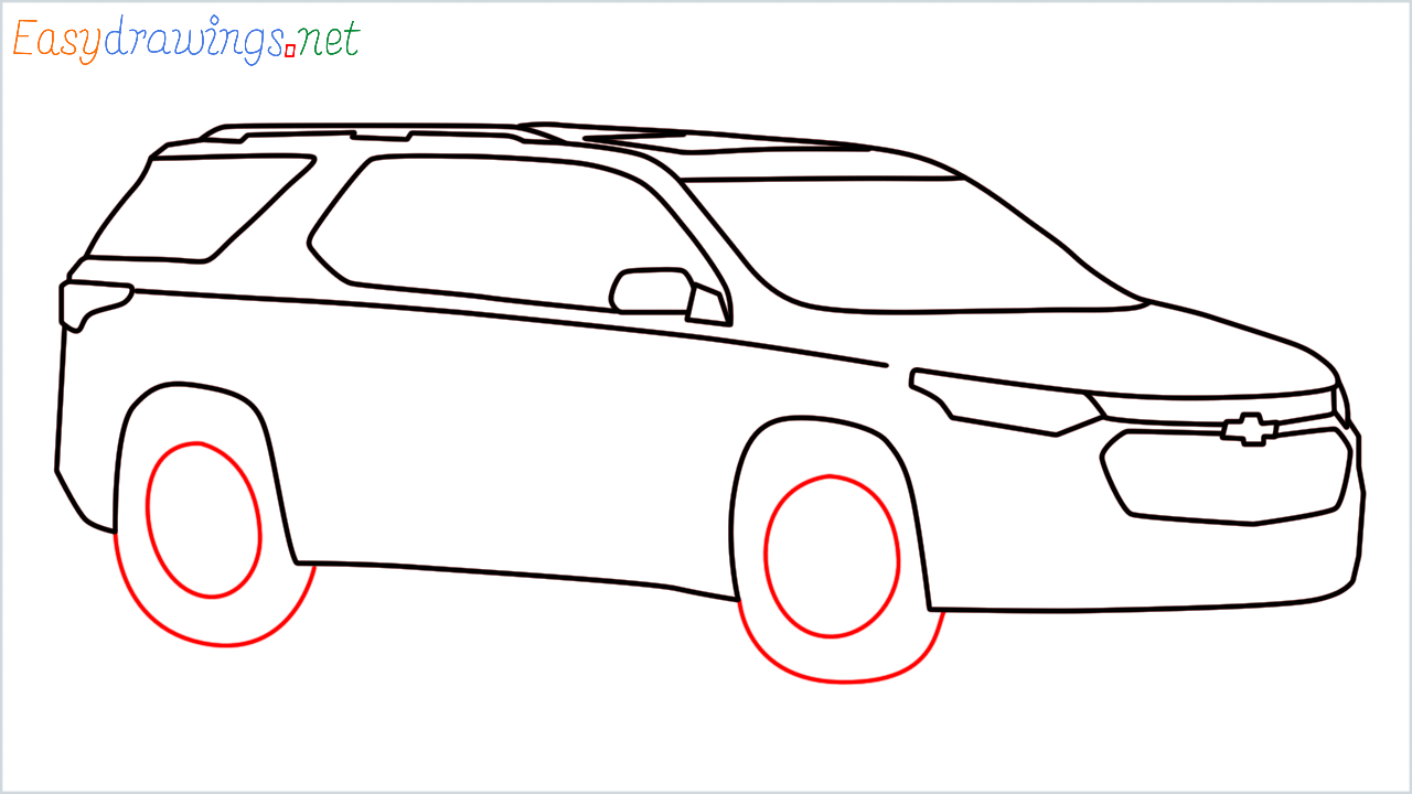 How to draw Chevrolet Traverse step (8)