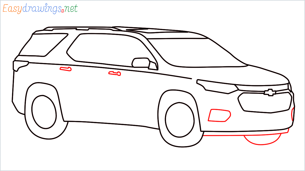 How to draw Chevrolet Traverse step (9)