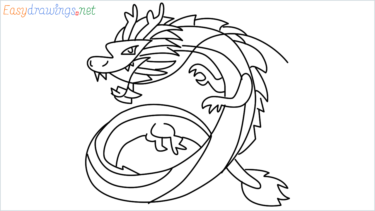 How to draw Chinese dragon Emoji step by step for beginners