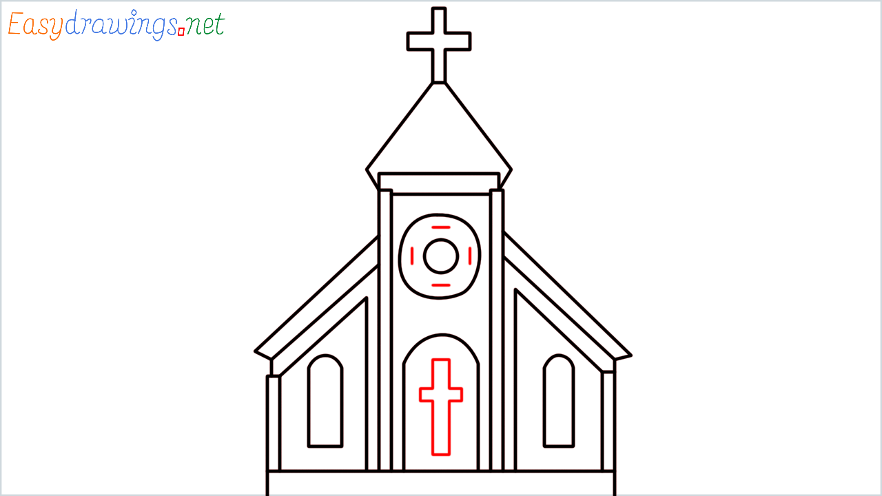 How to draw Church Emoji step (11)