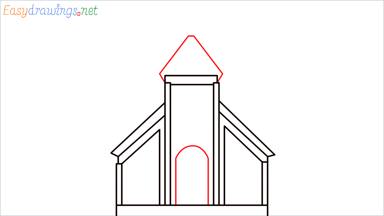 How to draw Church Emoji step (7)