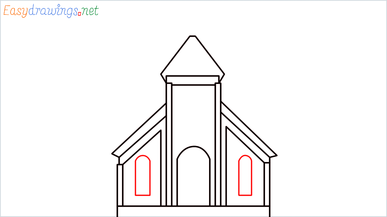 How to draw Church Emoji step (8)