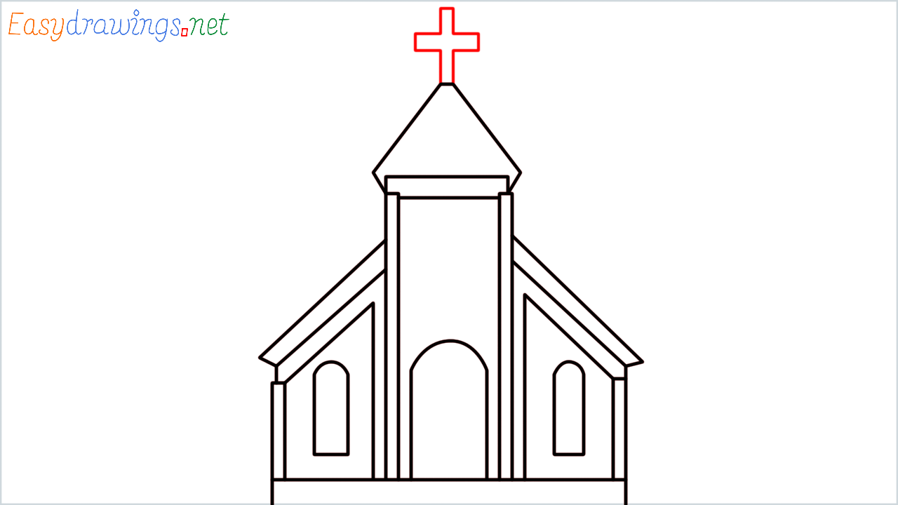 How to draw Church Emoji step (9)