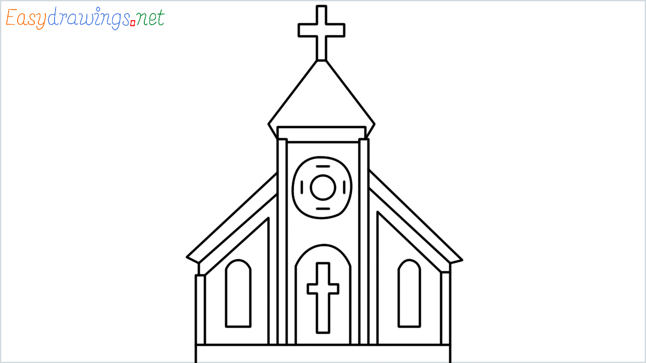How to draw Church Emoji step by step for beginners