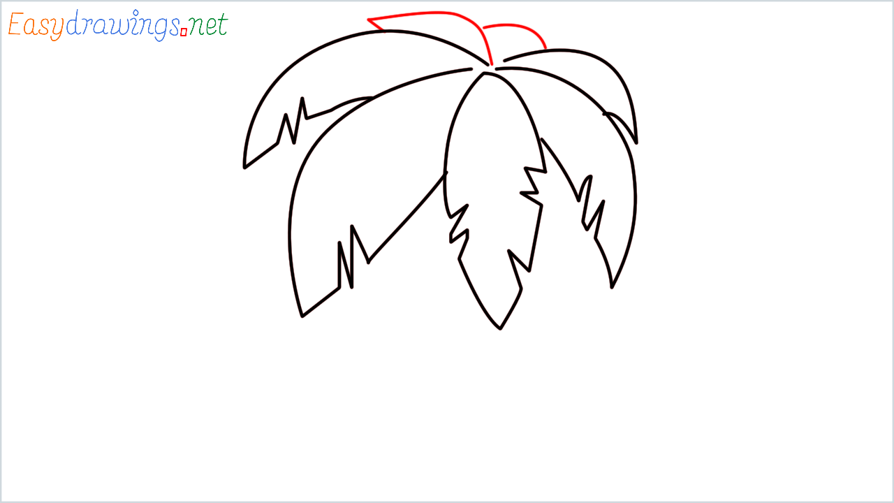 How to draw Coconut tree Emoji step (4)