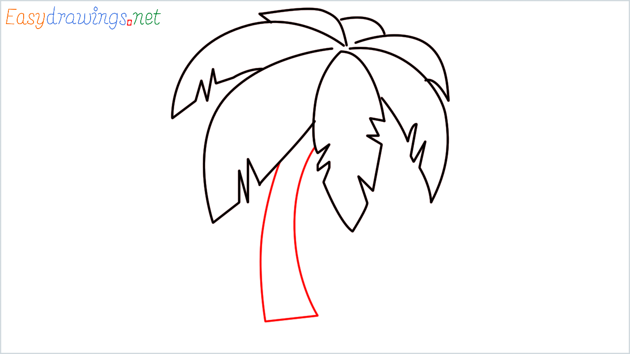 How to draw Coconut tree Emoji step (5)