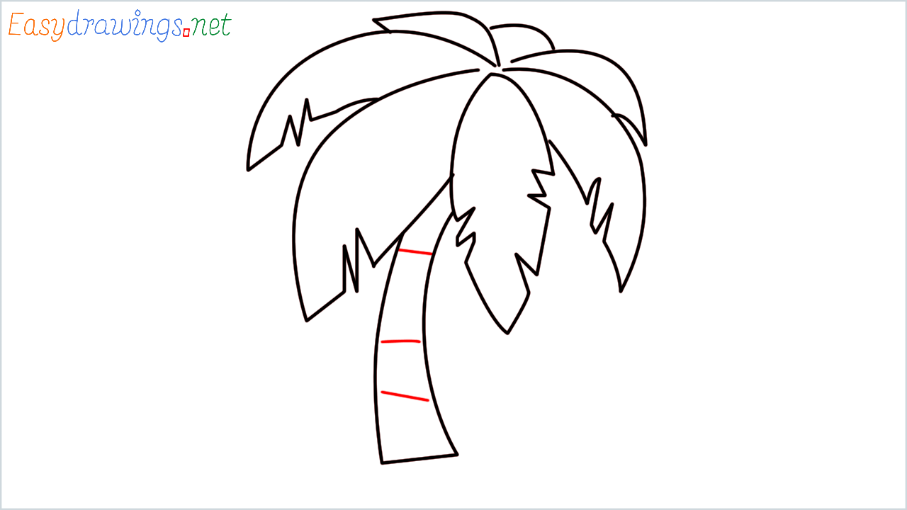 How to draw Coconut tree Emoji step (6)