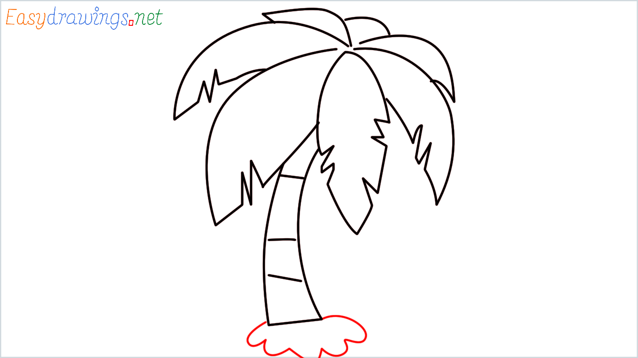 How to draw Coconut tree Emoji step (7)
