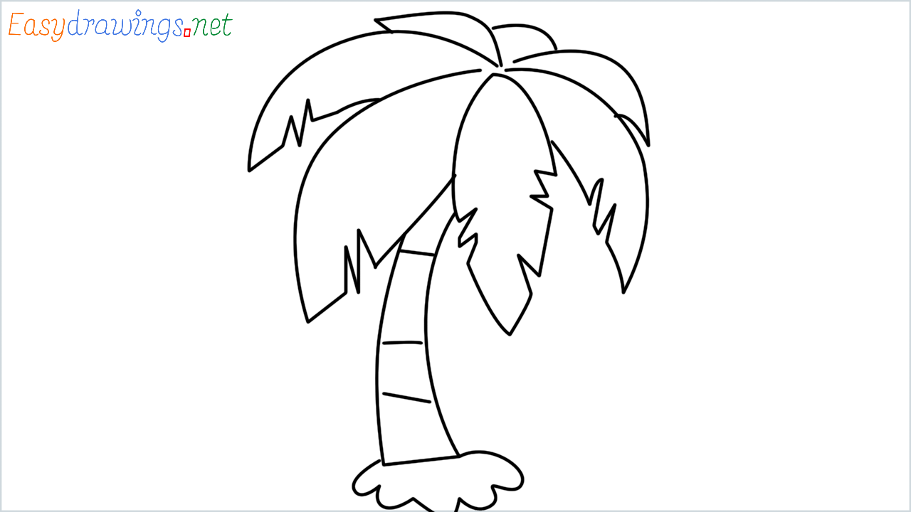 How to draw Coconut tree Emoji step by step for beginners