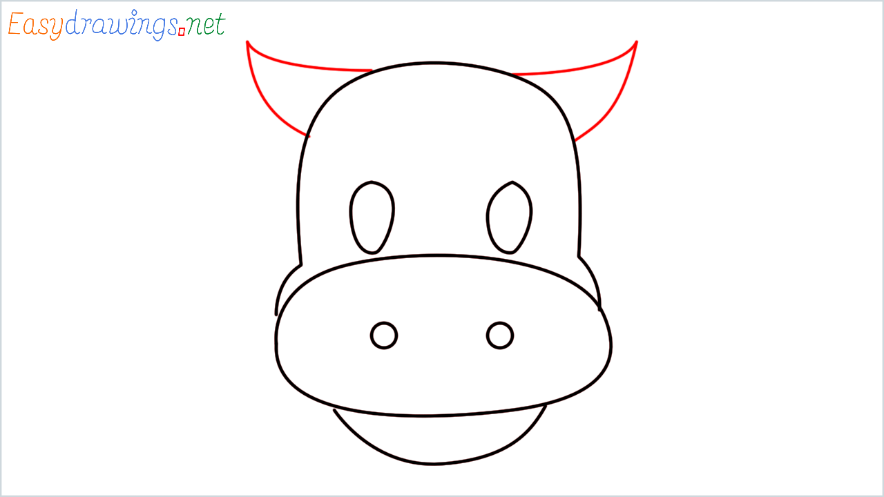 How to draw Cow face Emoji step (5)