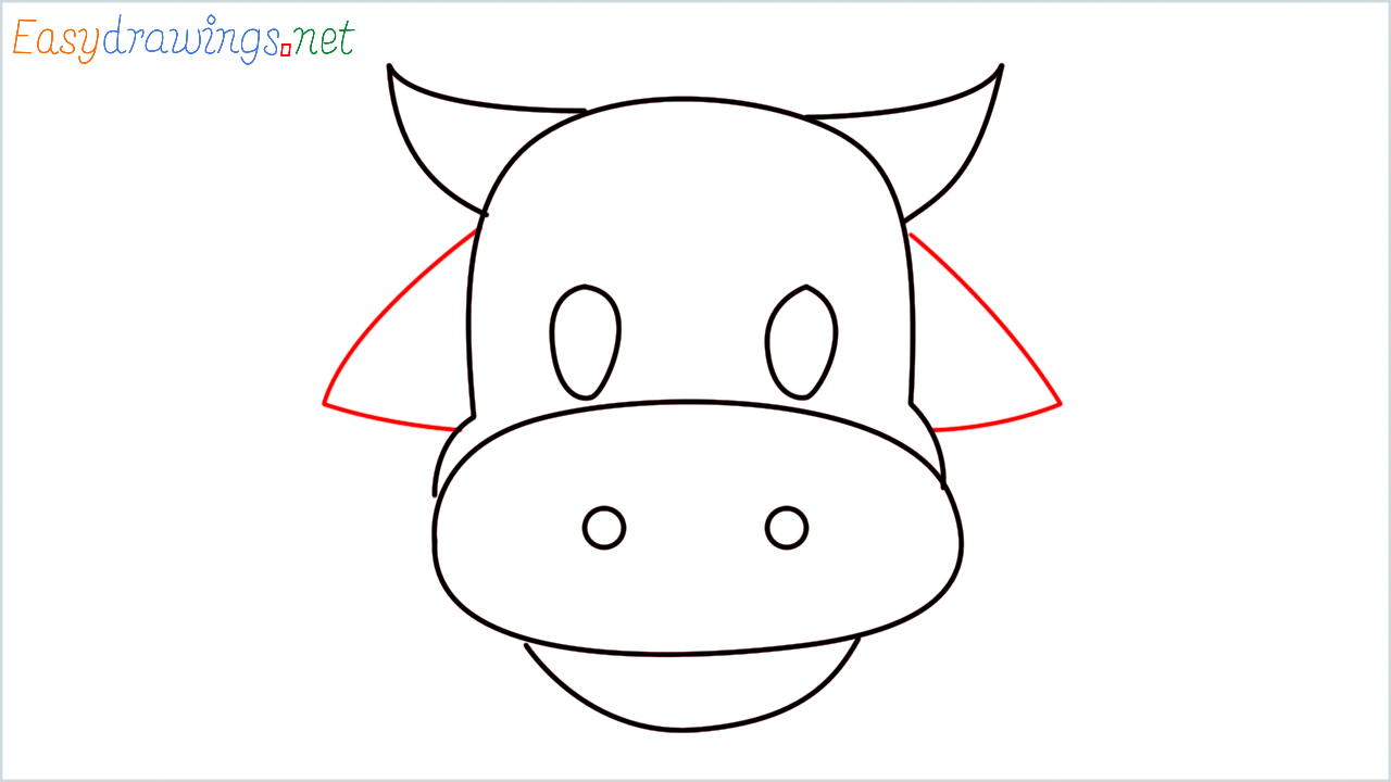 How to draw Cow face Emoji step (6)