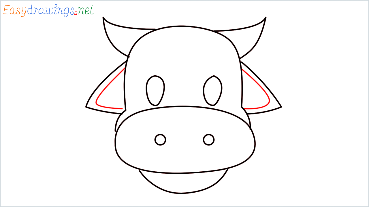 How to draw Cow face Emoji step (7)