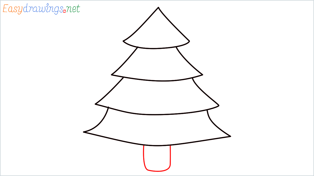 How to draw Evergreen tree Emoji step (7)