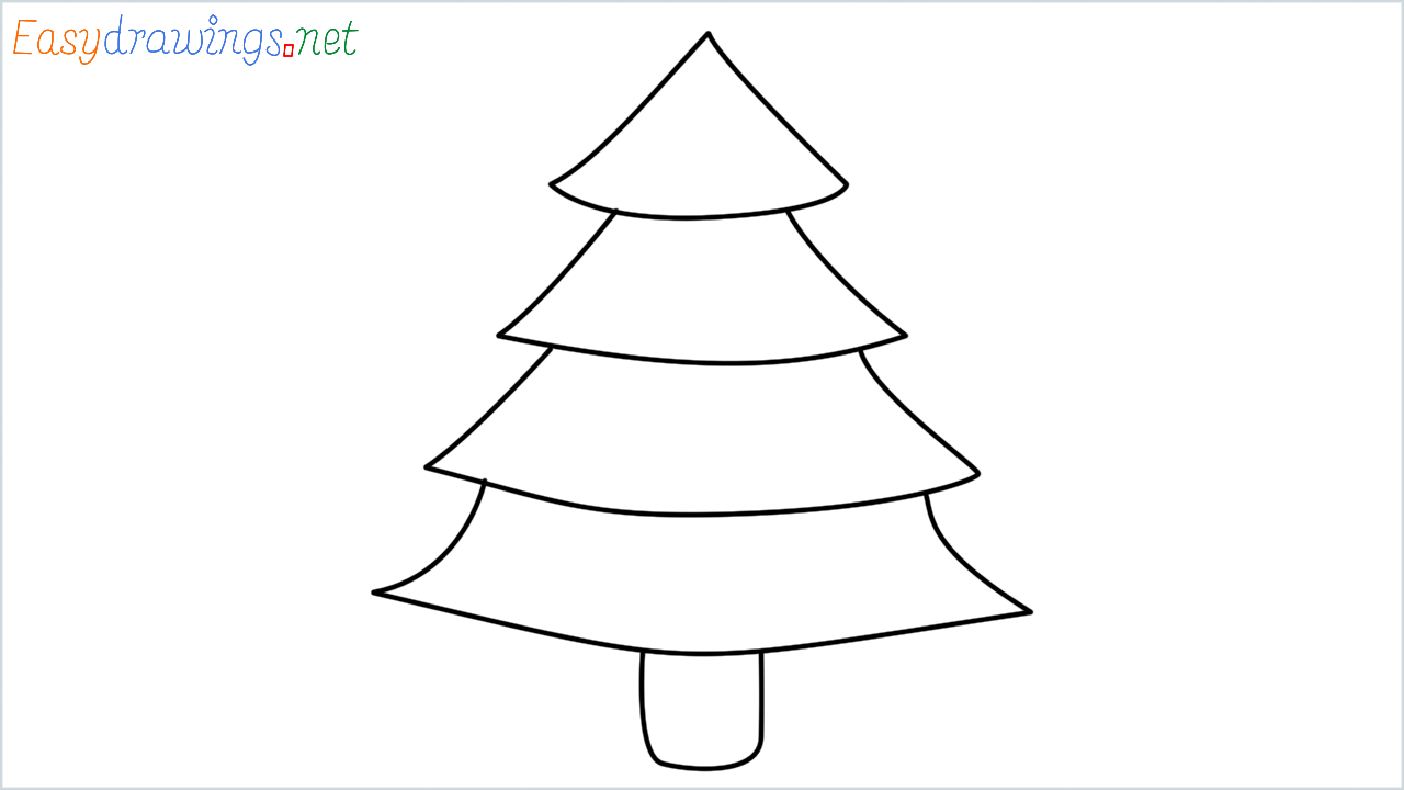 How to draw Evergreen tree Emoji step by step for beginners