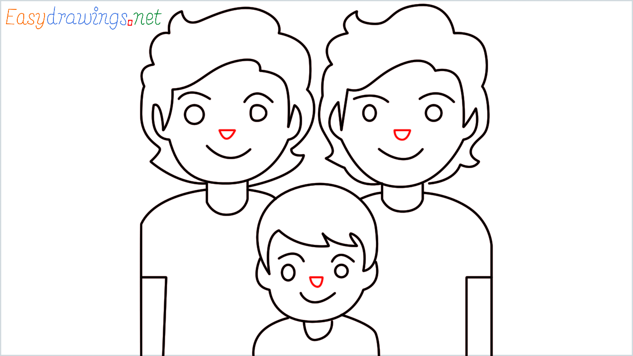 How to draw Family Emoji step (10)