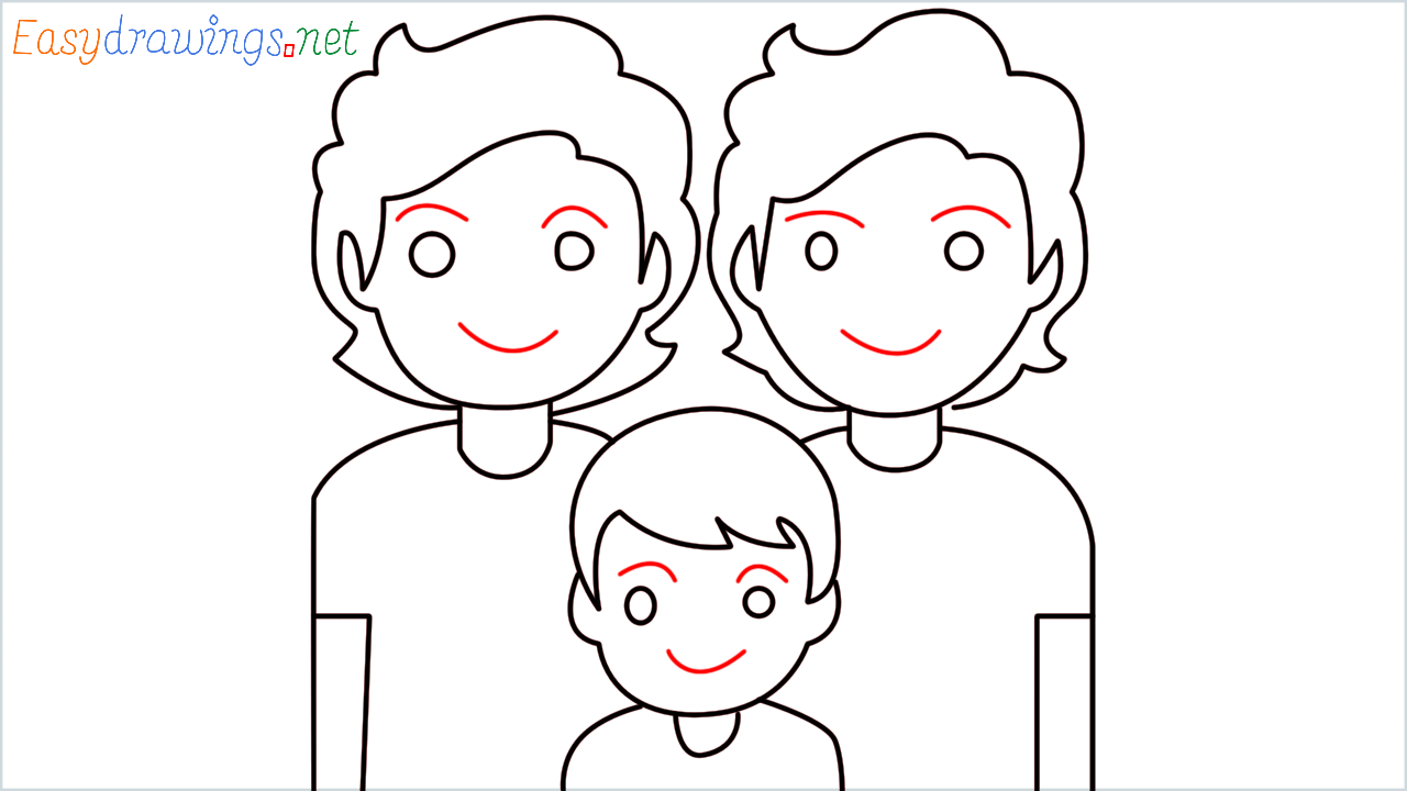 How to draw Family Emoji step (9)