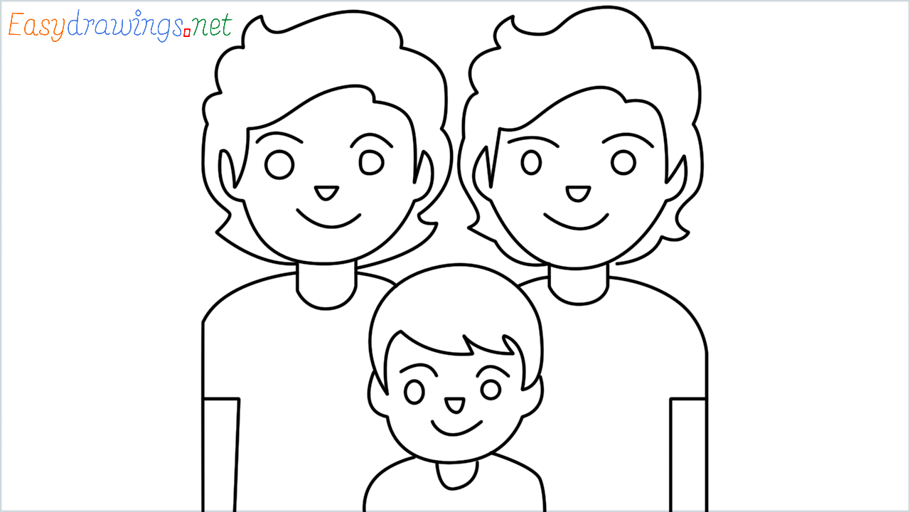 Sketch cartoon happy family standing together. Cute doodle characters -  father, mother, son and daughter. Hand drawn vector illustration isolated  on white background. Stock Vector | Adobe Stock