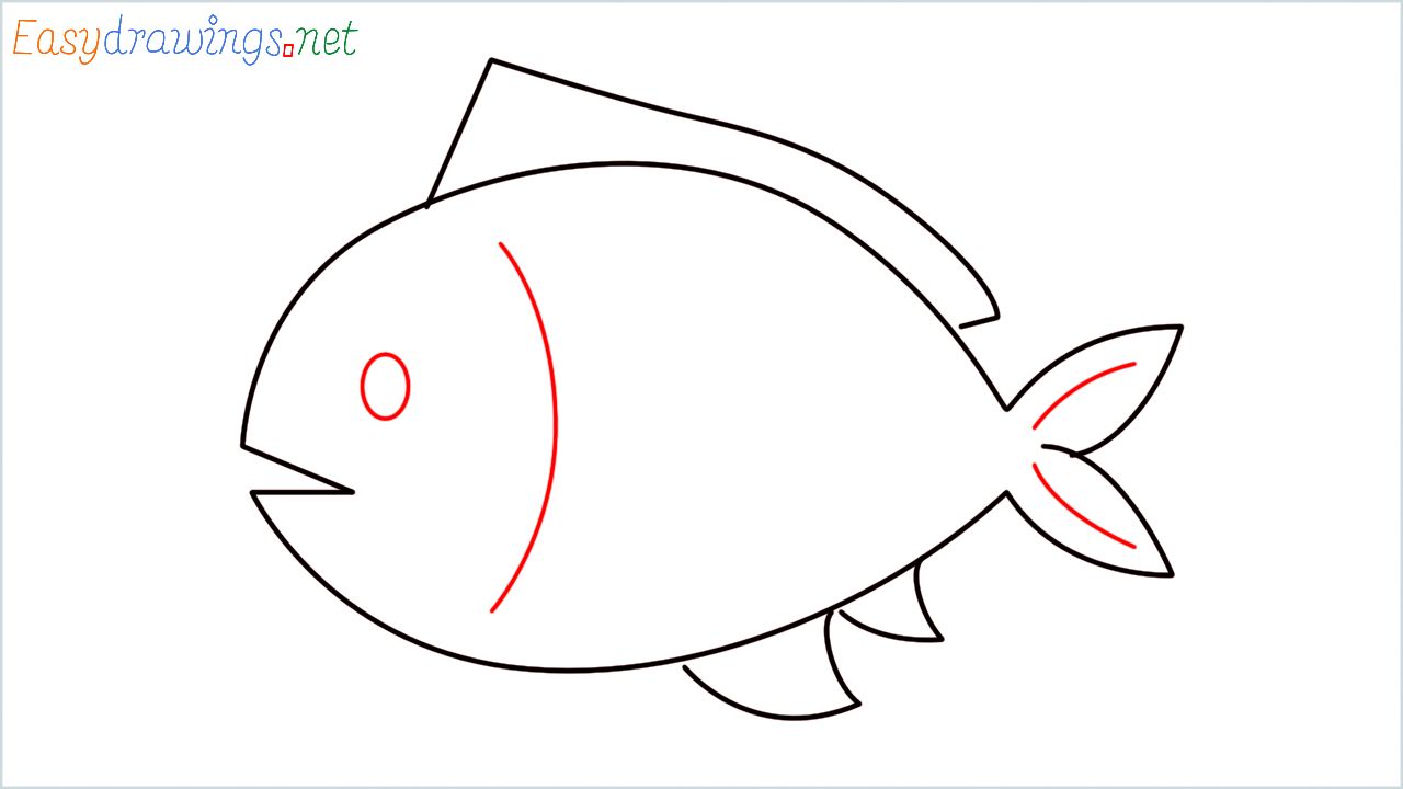 How to draw Fish Emoji step (7)