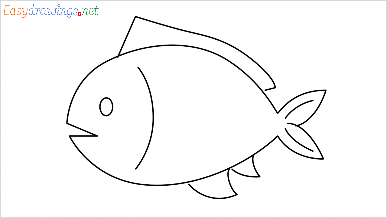 How to draw Fish Emoji step by step for beginners