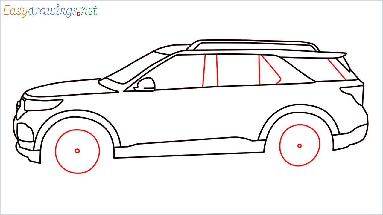 How to draw Ford Explorer step (10)