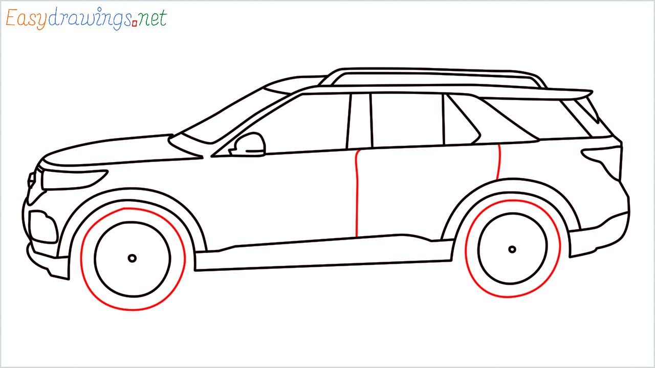 How to draw Ford Explorer step (11)
