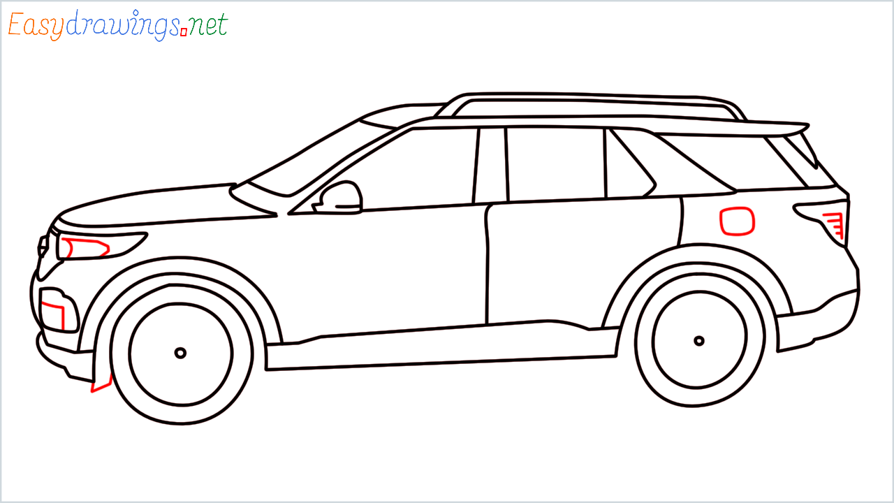 How to draw Ford Explorer step (12)
