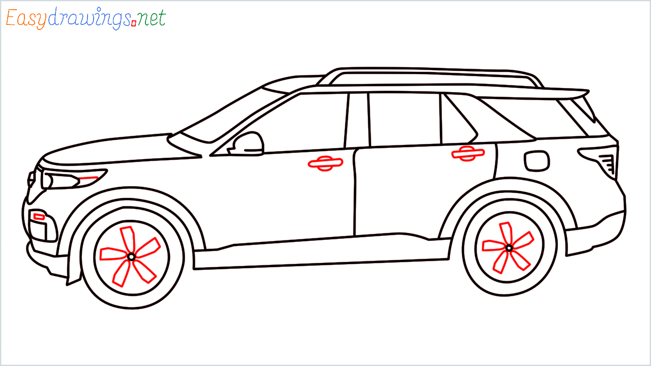 How to draw Ford Explorer step (13)