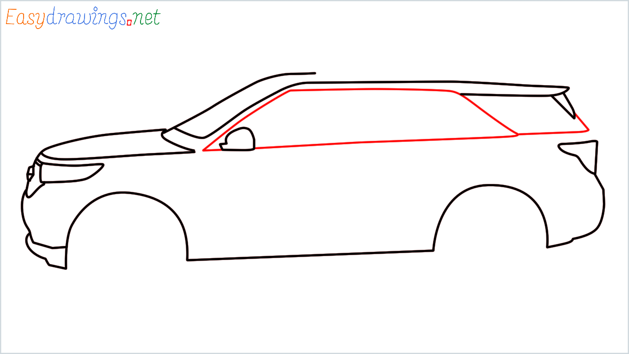 How to draw Ford Explorer step (7)