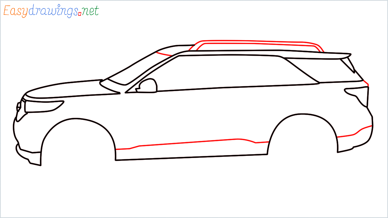 How to draw Ford Explorer step (8)