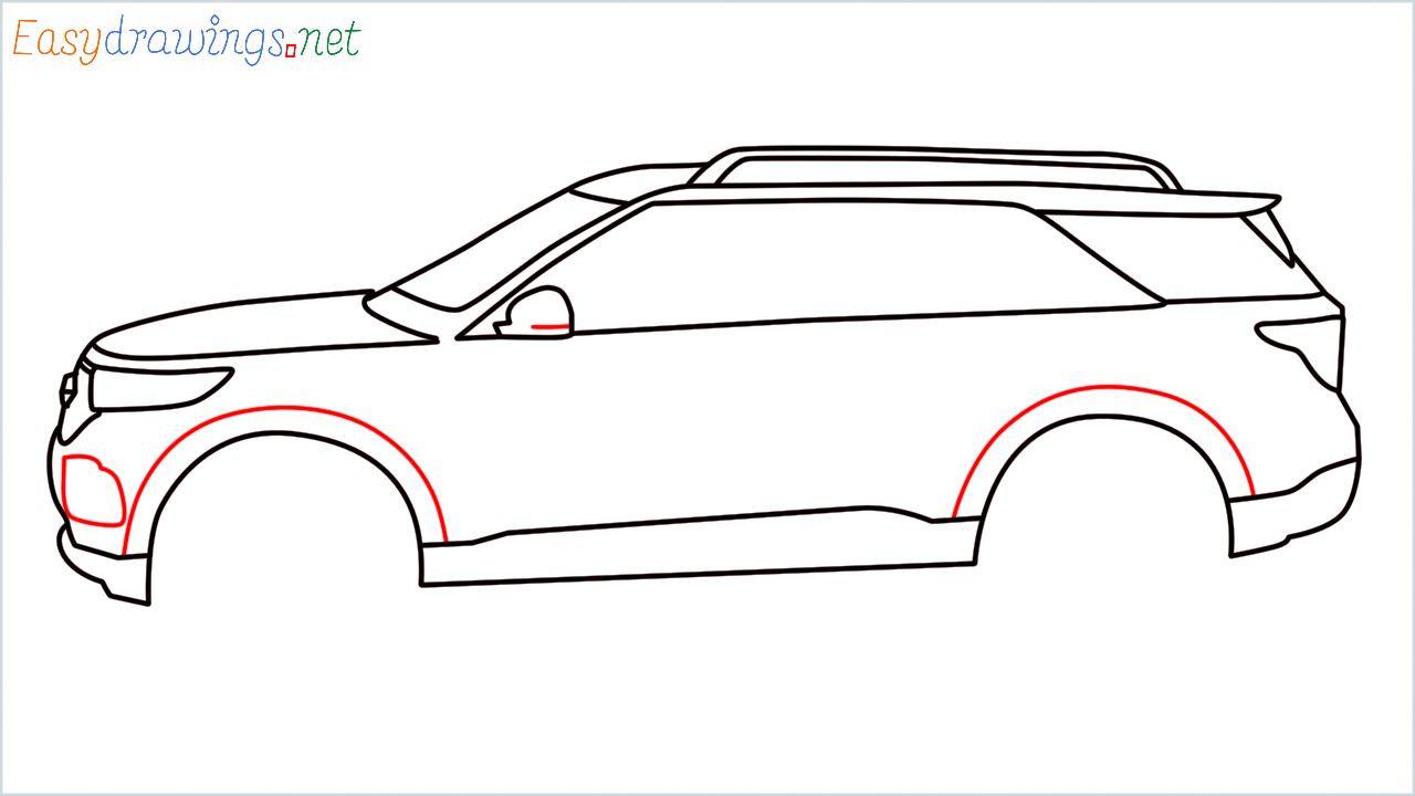 How to draw Ford Explorer step (9)