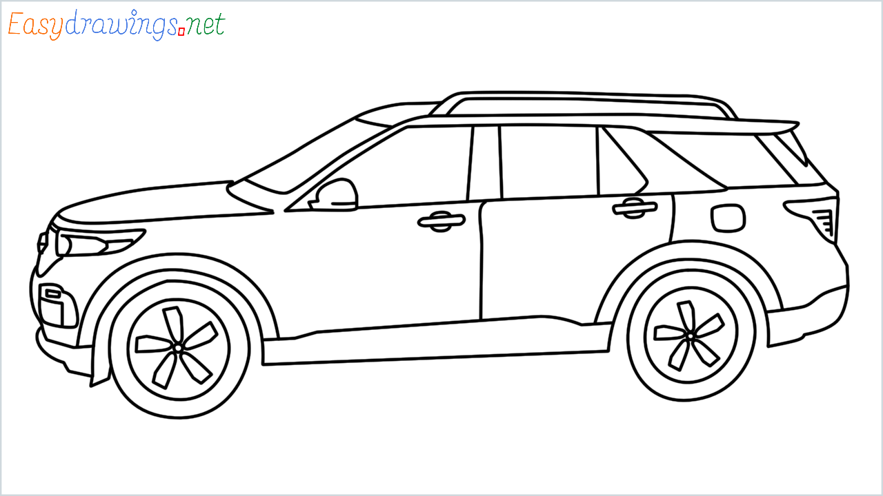 How to draw Ford Explorer step by step for beginners