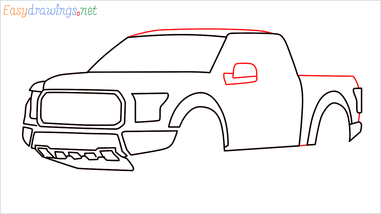 How to draw Ford F-Series 150 step (10)
