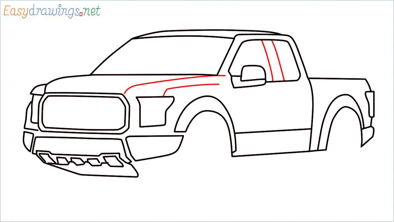 How to draw Ford F-Series 150 step (12)