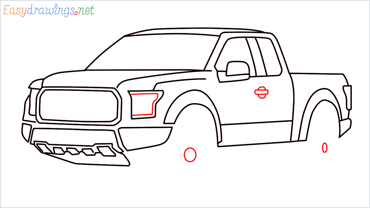 How to draw Ford F-Series 150 step (13)
