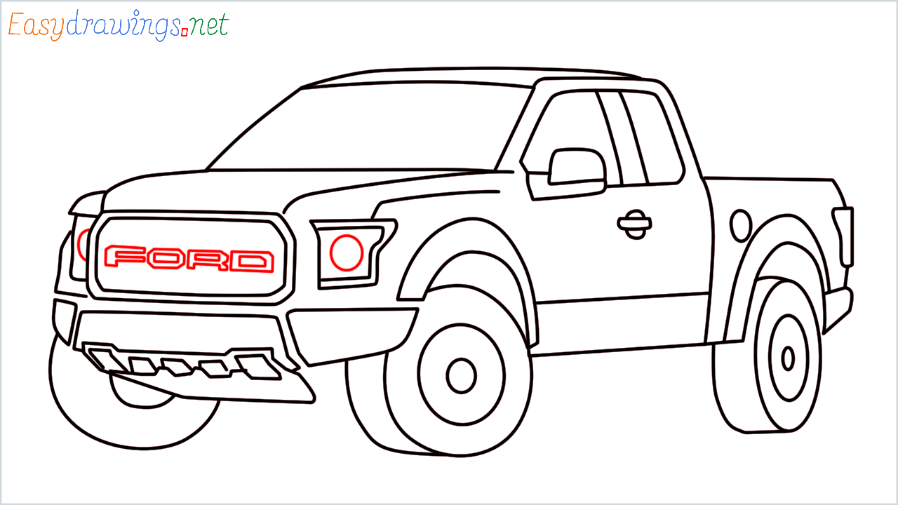 How to draw Ford F-Series 150 step (16)
