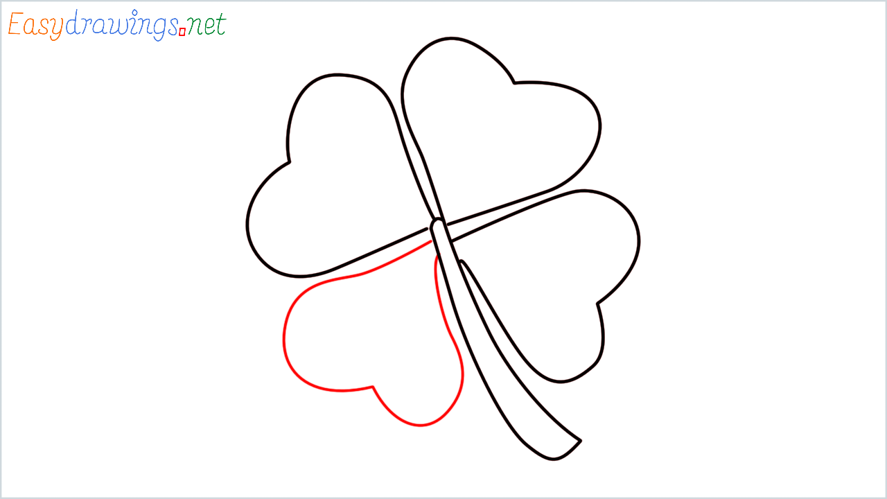 How to draw Four leaf clover Emoji step (5)