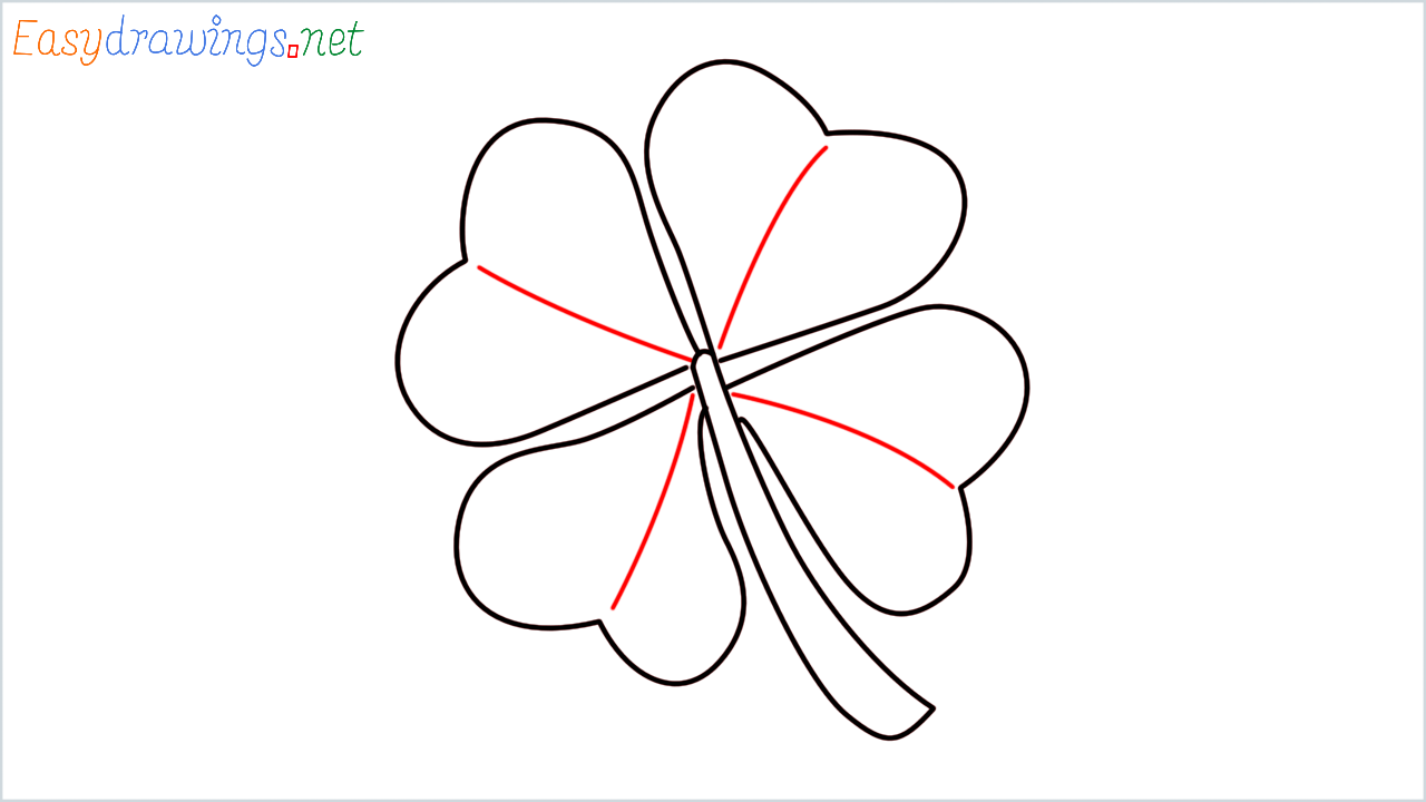 How to draw Four leaf clover Emoji step (6)