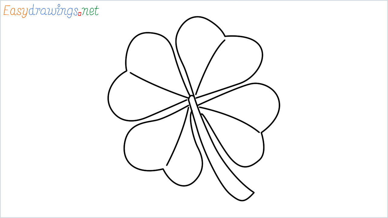 How to draw Four leaf clover Emoji step by step for beginners