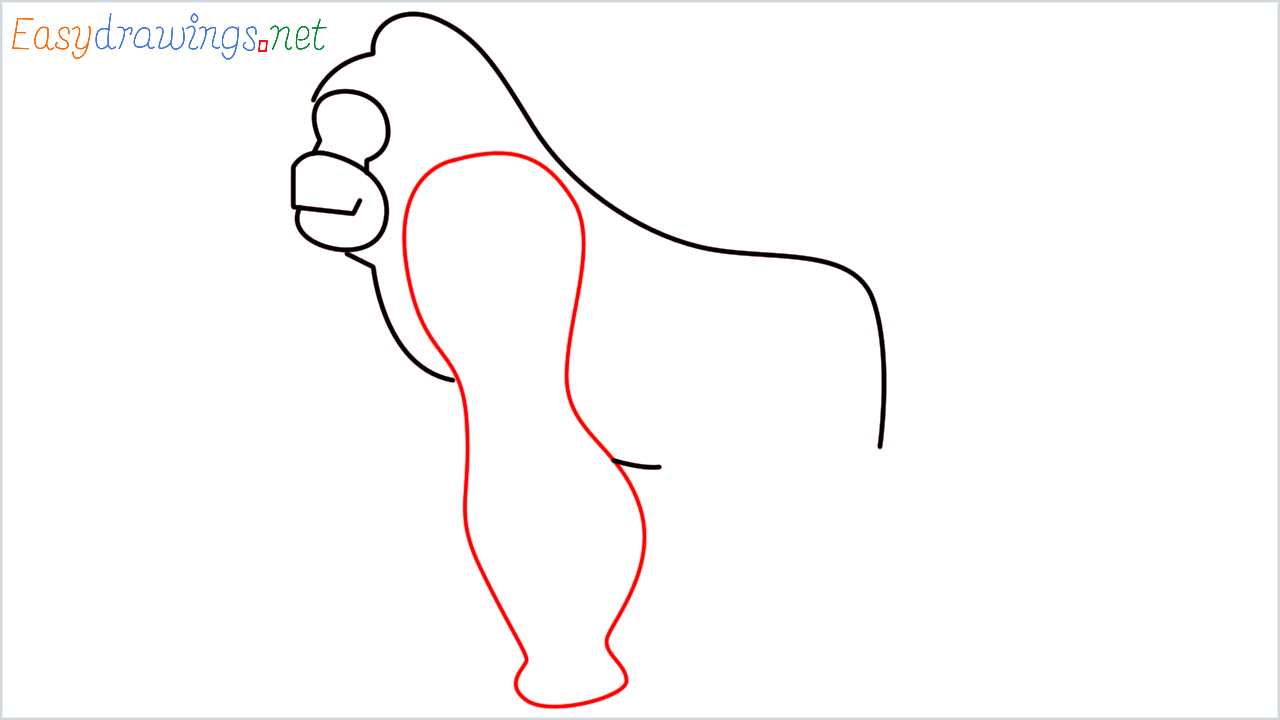 How to draw Gorilla Emoji step (5)