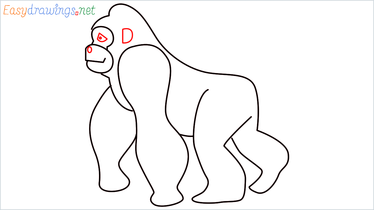 How to draw Gorilla Emoji step (9)